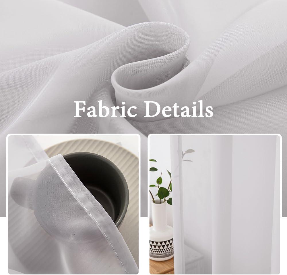 imageMIULEE Sidelight Sheer French Door Curtains 25 x 40 Inches Light Filtering Window Treatment with Tieback 2 Panels WhiteLight Grey