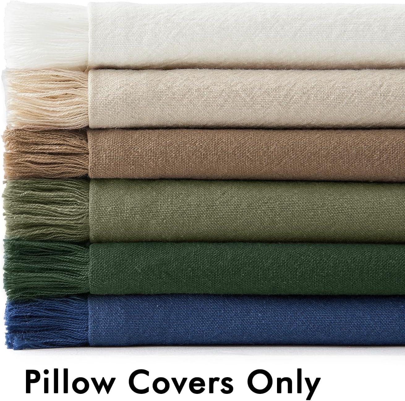 imageMIULEE Throw Pillow Covers Fall Boho Farmhouse 26x26 Set of 2 Decorative Orange Eruo Sham Couch with Fringe Chic Cotton Pillowcases Home Decor Accents for Cushion Soft Bed Living RoomDark Green