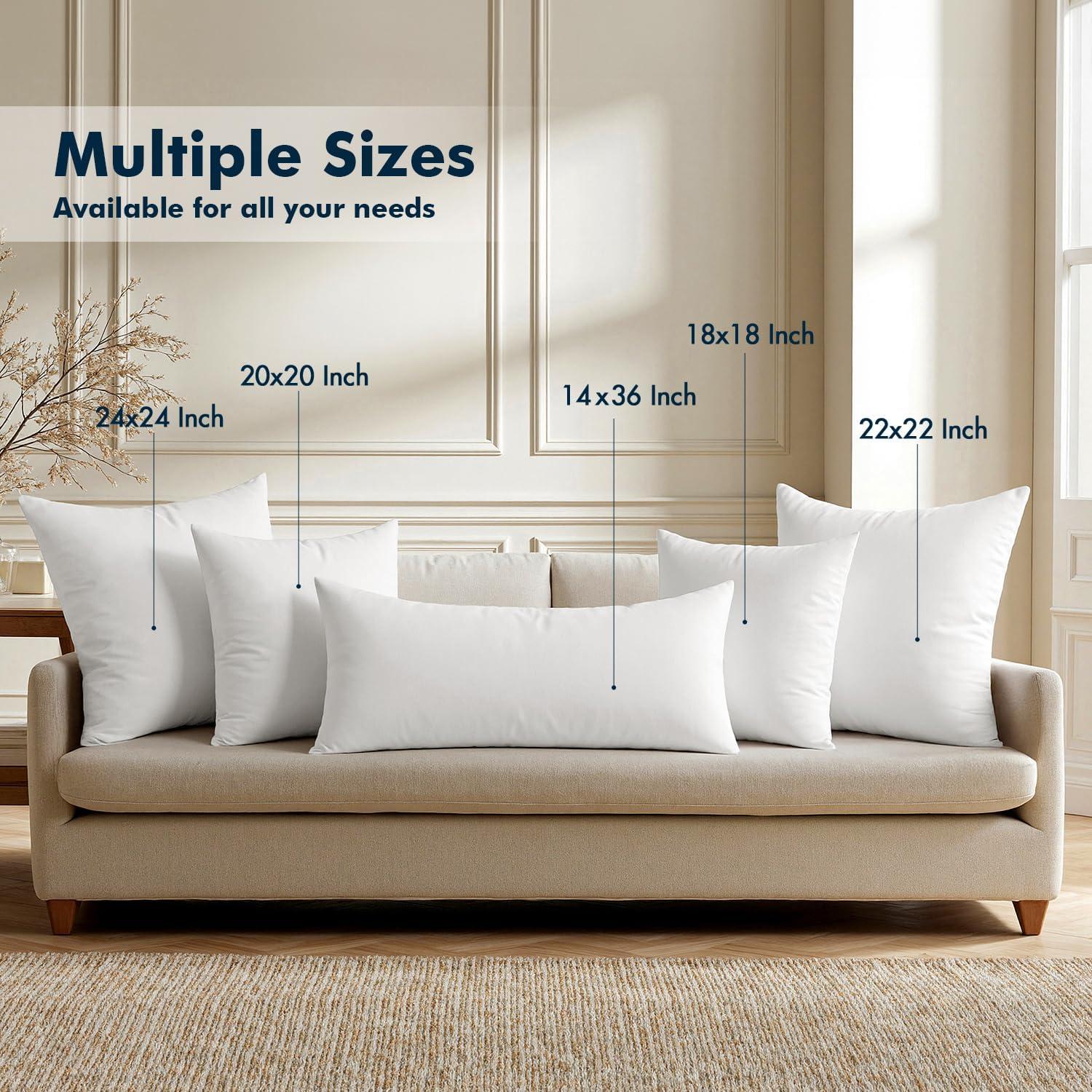 imageMIULEE Throw Pillows Inserts Pack of 2 18x18 Inch 100 Virgin Fiber Filling Bed Couch Pillows1