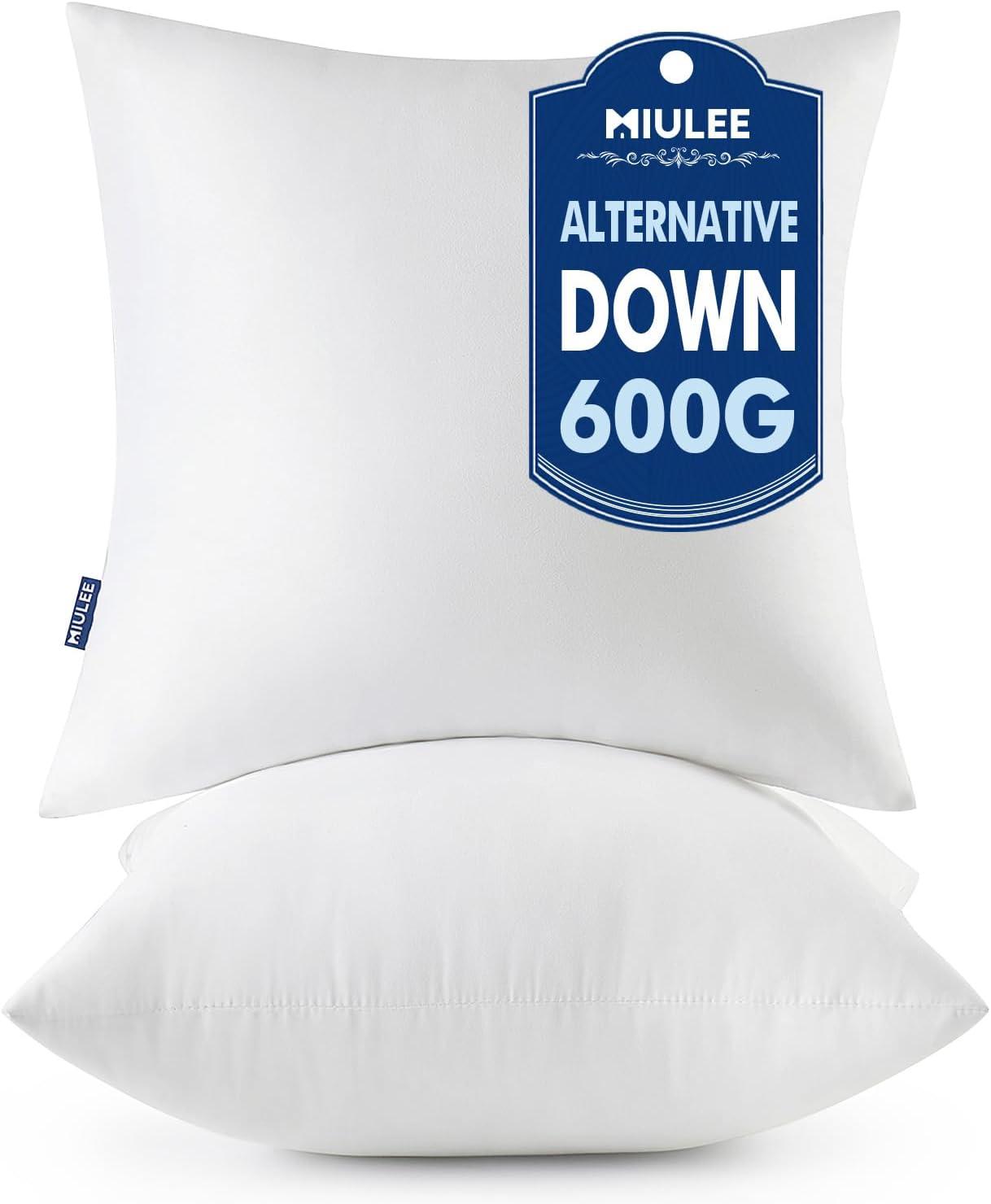 imageMIULEE Throw Pillows Inserts Pack of 2 18x18 Inch 100 Virgin Fiber Filling Bed Couch Pillows2