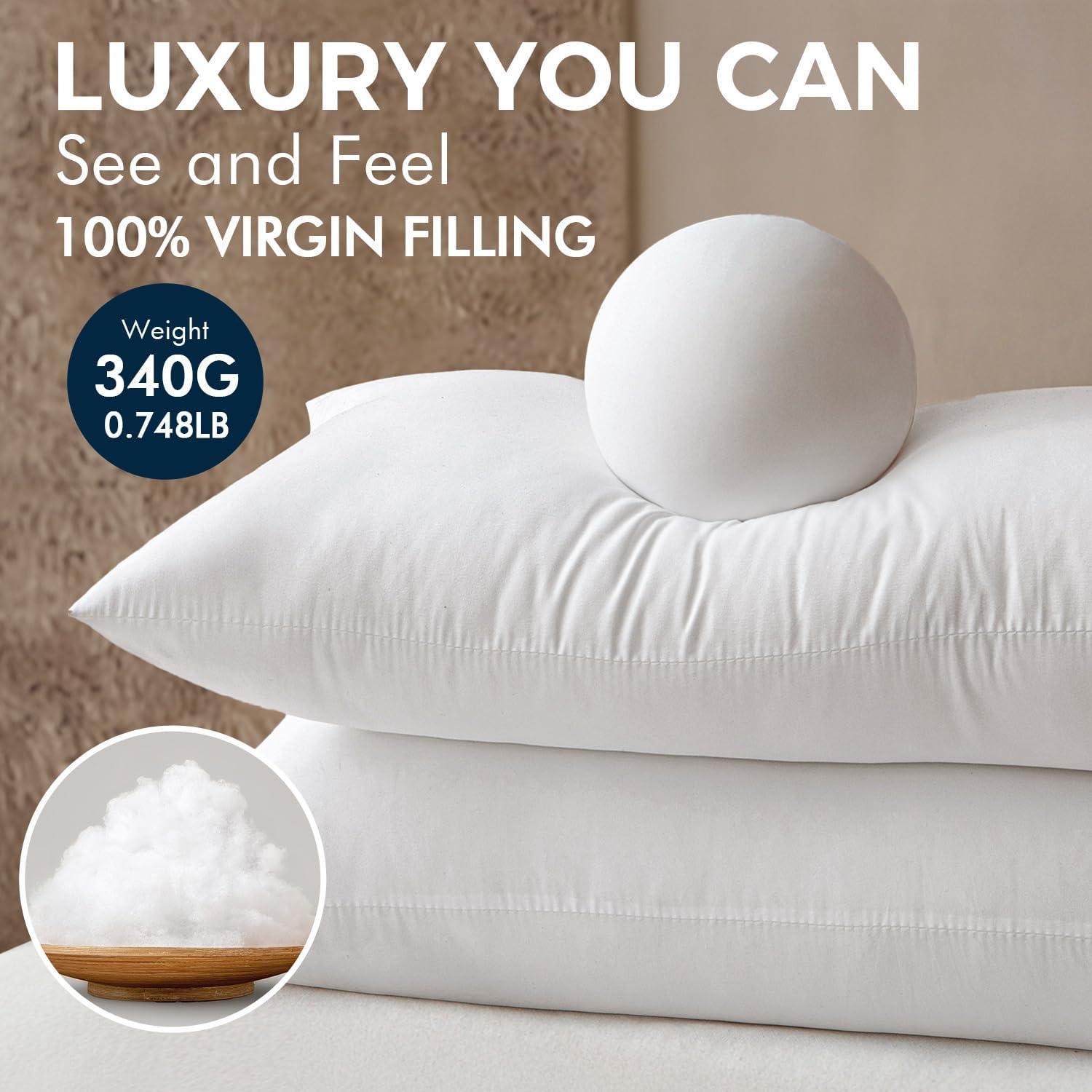 imageMIULEE Throw Pillows Inserts Pack of 2 18x18 Inch 100 Virgin Fiber Filling Bed Couch Pillows2