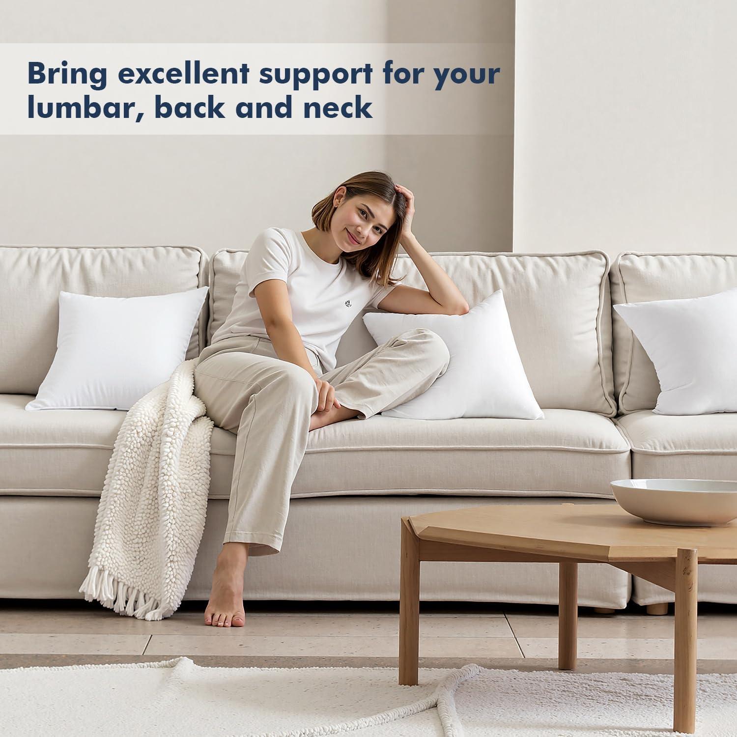 imageMIULEE Throw Pillows Inserts Pack of 2 18x18 Inch 100 Virgin Fiber Filling Bed Couch Pillows2