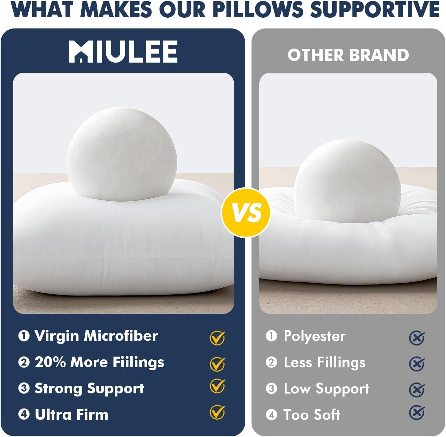 imageMIULEE Throw Pillows Inserts Pack of 2 18x18 Inch 100 Virgin Fiber Filling Bed Couch Pillows2