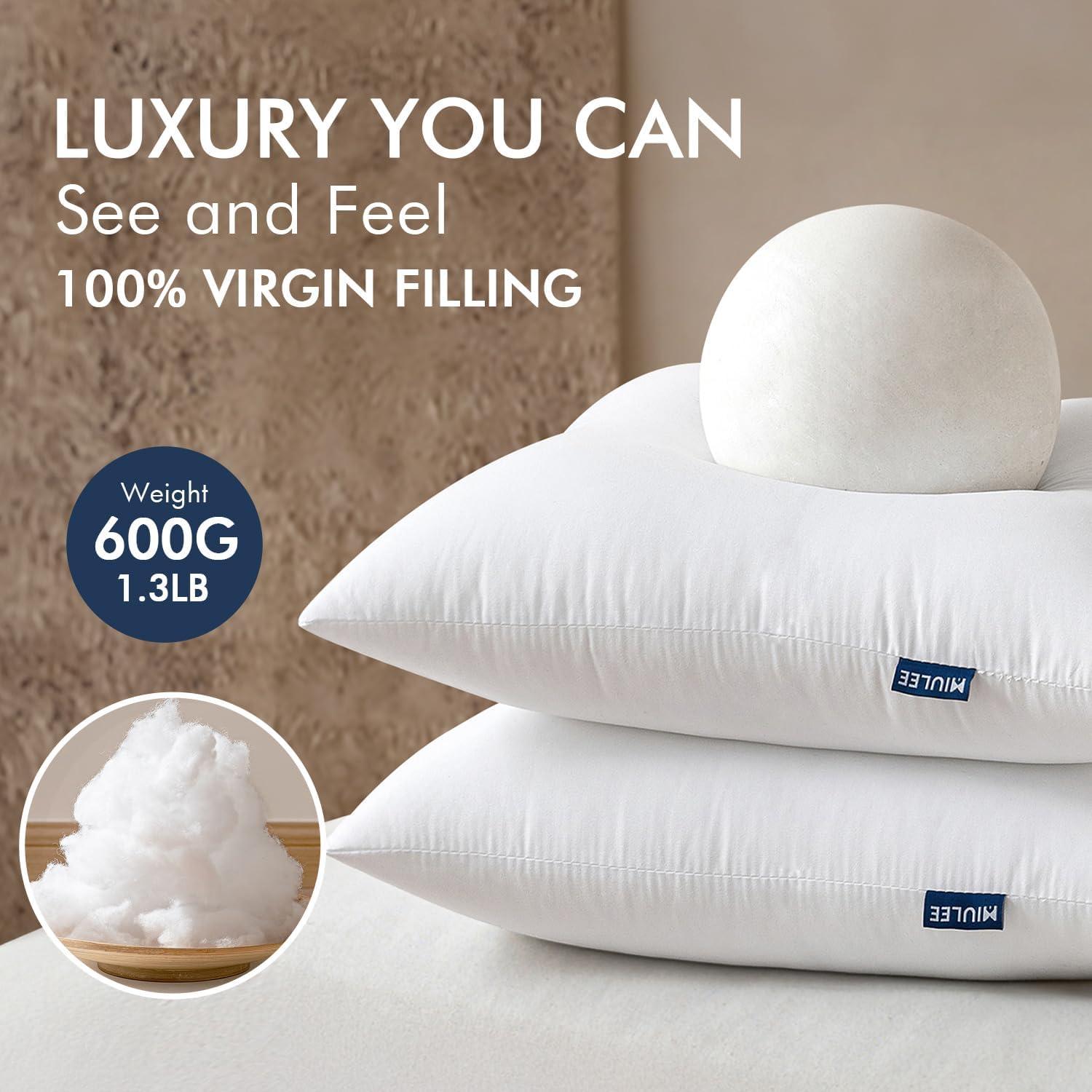 imageMIULEE Throw Pillows Inserts Pack of 2 18x18 Inch 100 Virgin Fiber Filling Bed Couch Pillows4