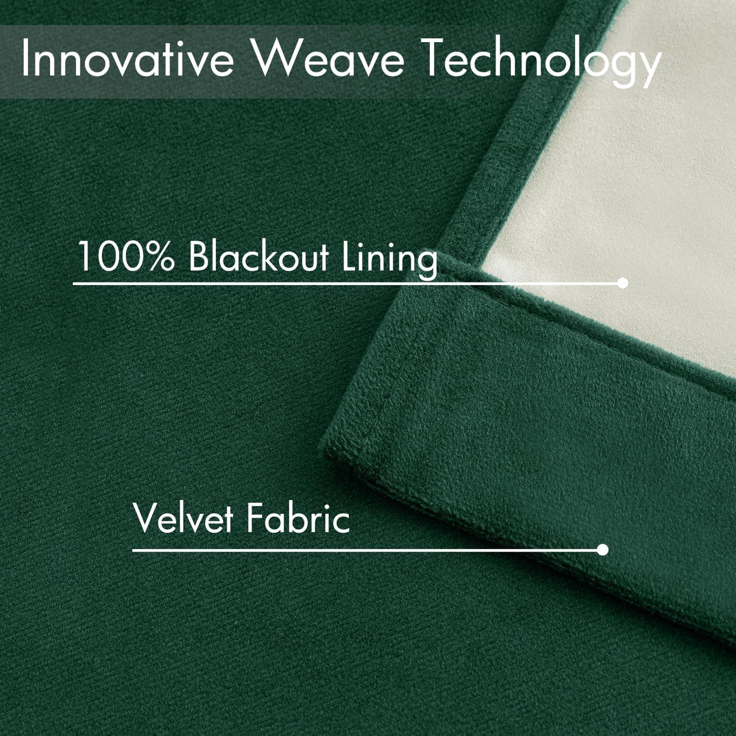 imageMIULEE Upgraded Thermal Insulated 100 Blackout Velvet Curtains for Christmas 84 Inches Long Hunter Green Curtain Drapes for Luxury Bedroom Living Room Darkening Grommet Light Blocking Set of 2Hunter Green