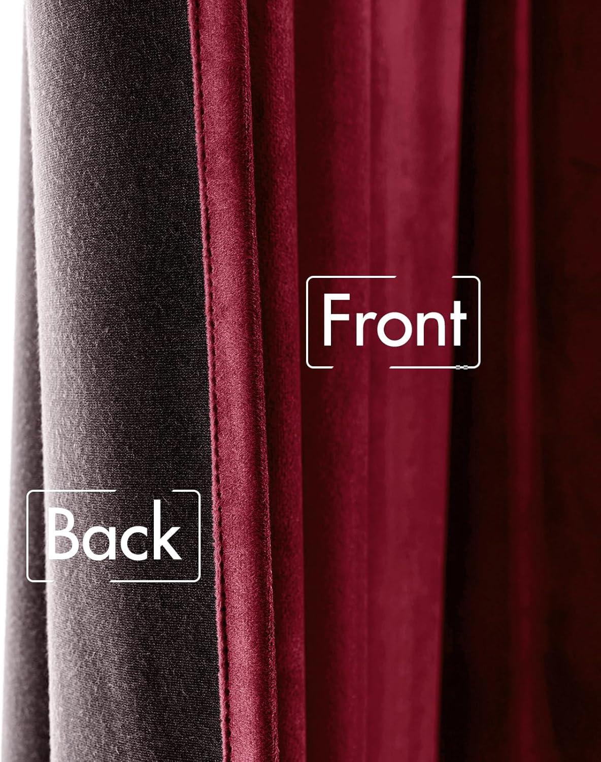 imageMIULEE Velvet Curtains 90 inches 2 Panels Luxury Room Darkening Curtains for Bedroom Living Room Thermal Insulated Super Soft Window Drapes Rod Pocket ampamp Back Tab Olive Green W 52 x L 90 inchBurgundy Red