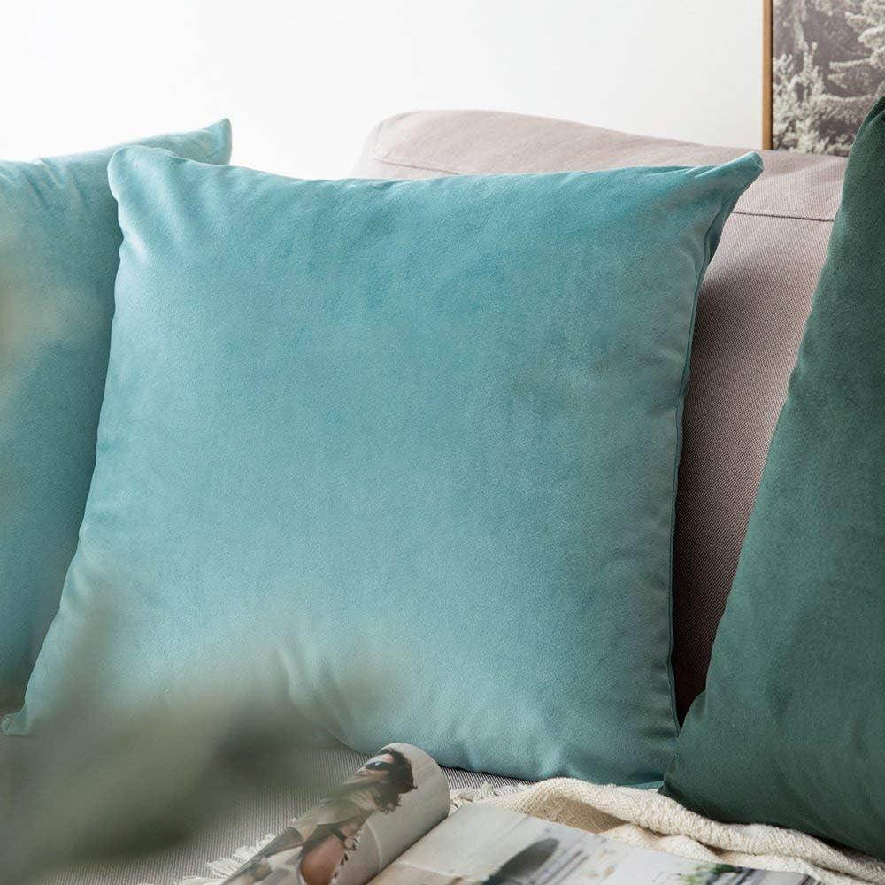 imageMIULEE Velvet Pillow Cover Soft Luxury Decorative Throw Pillow Cover Single Rectangle Cushion Case for Couch Sofa Bedroom Car Decor12x20 Inch Dark BlueAqua Green