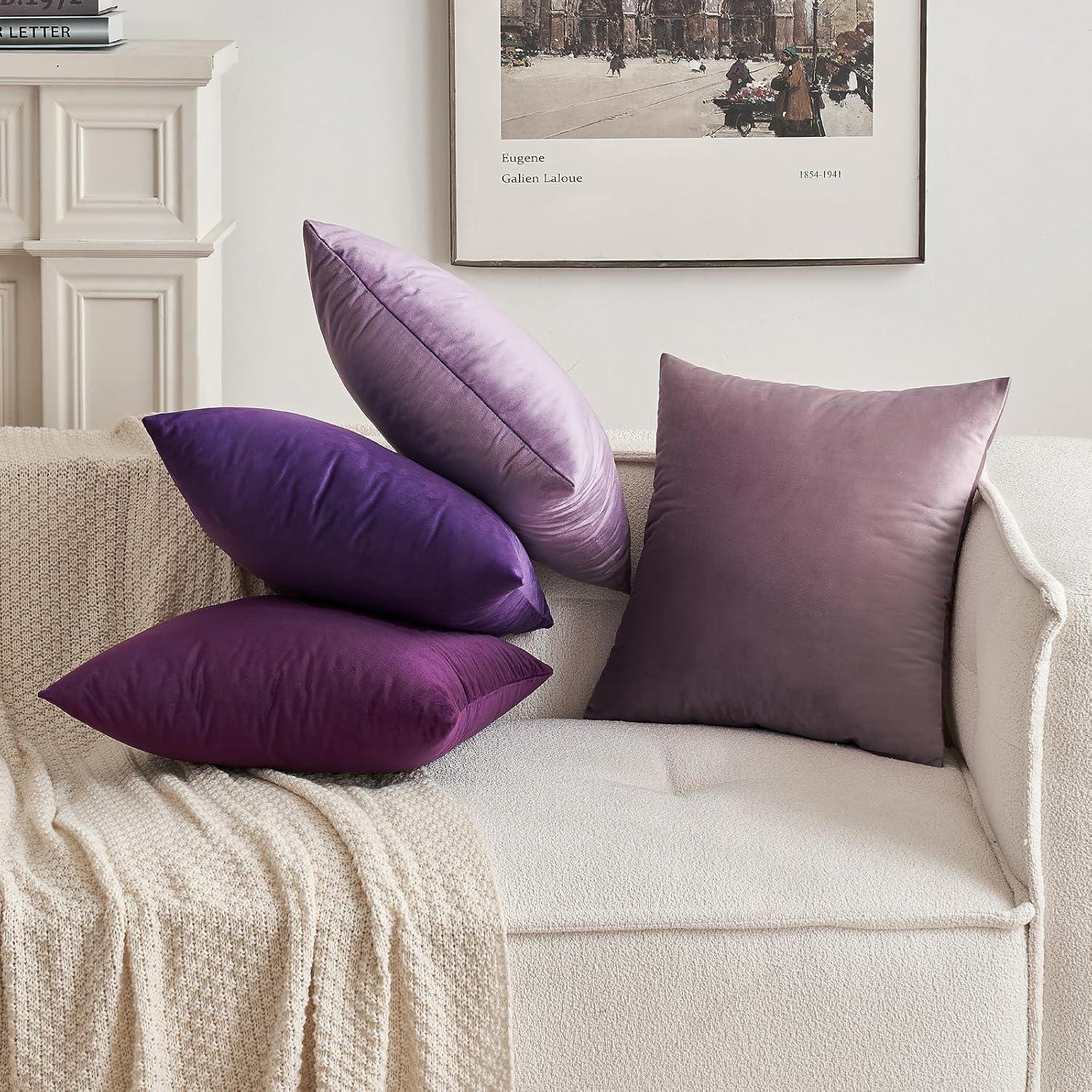 imageMIULEE Velvet Pillow Cover Soft Luxury Decorative Throw Pillow Cover Single Rectangle Cushion Case for Couch Sofa Bedroom Car Decor12x20 Inch Dark BlueEggplant Purple