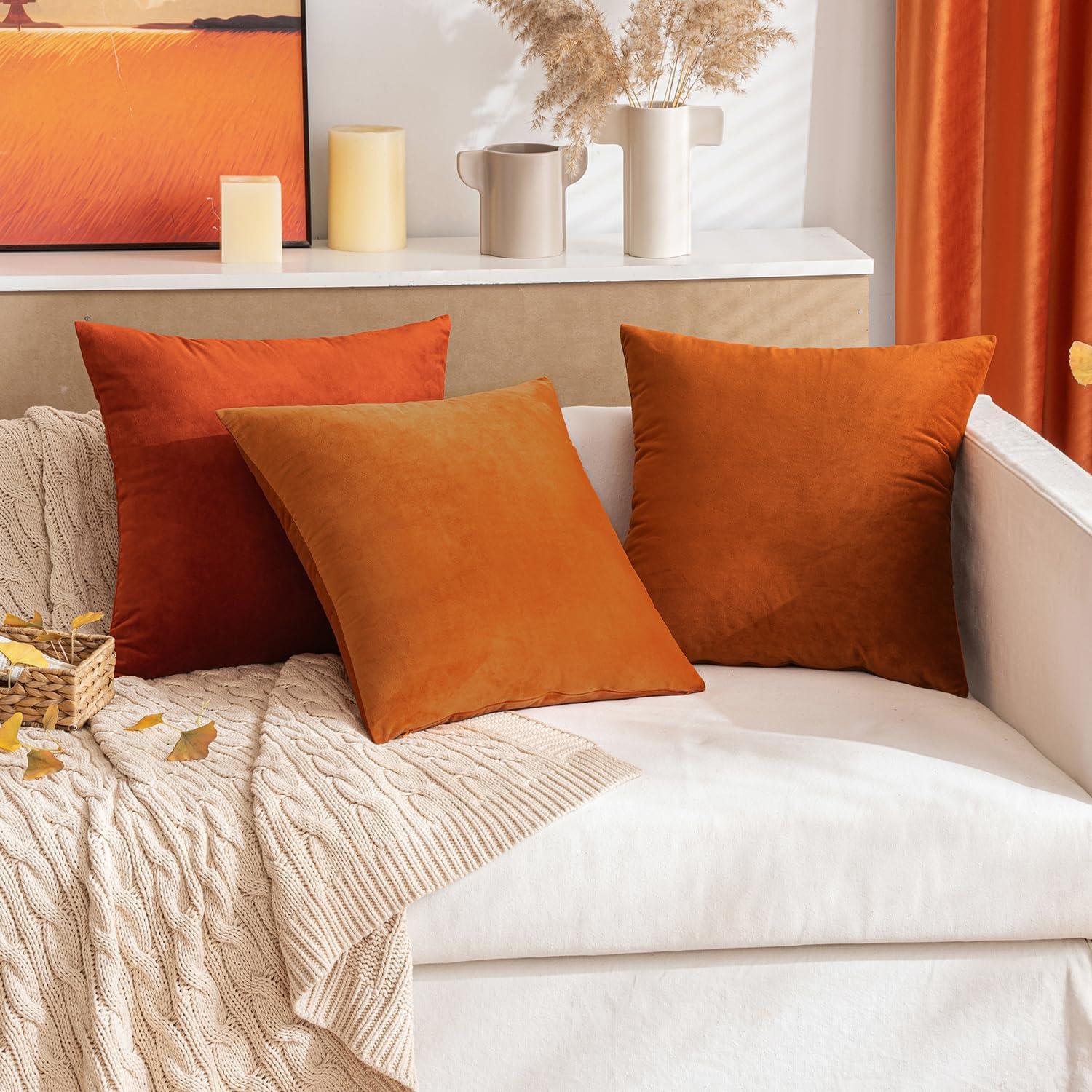 imageMIULEE Velvet Pillow Cover Soft Luxury Decorative Throw Pillow Cover Single Rectangle Cushion Case for Couch Sofa Bedroom Car Decor12x20 Inch Dark BlueOrange