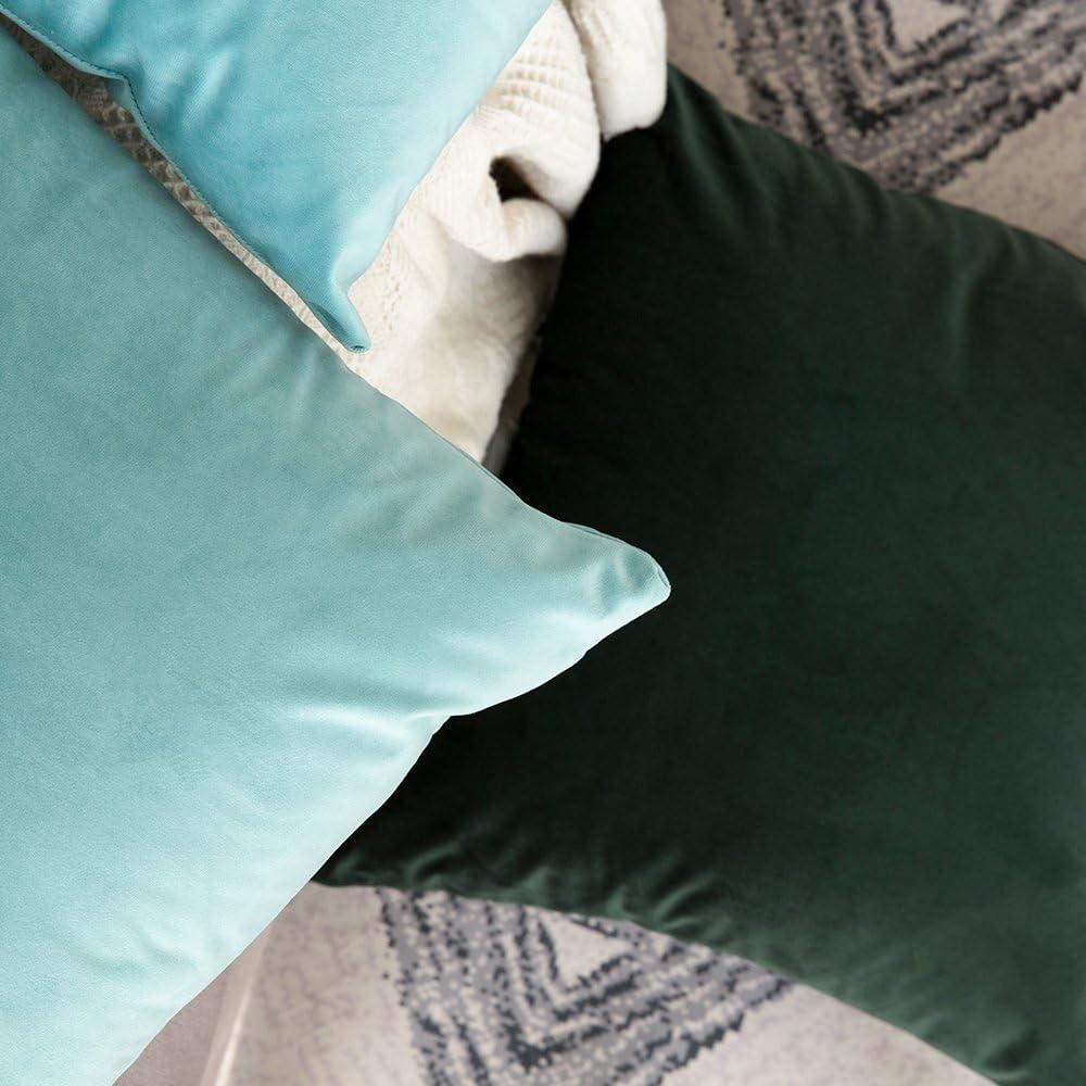 imageMIULEE Velvet Pillow Cover Soft Luxury Decorative Throw Pillow Cover Single Rectangle Cushion Case for Couch Sofa Bedroom Car Decor12x20 Inch Dark BlueAqua Green