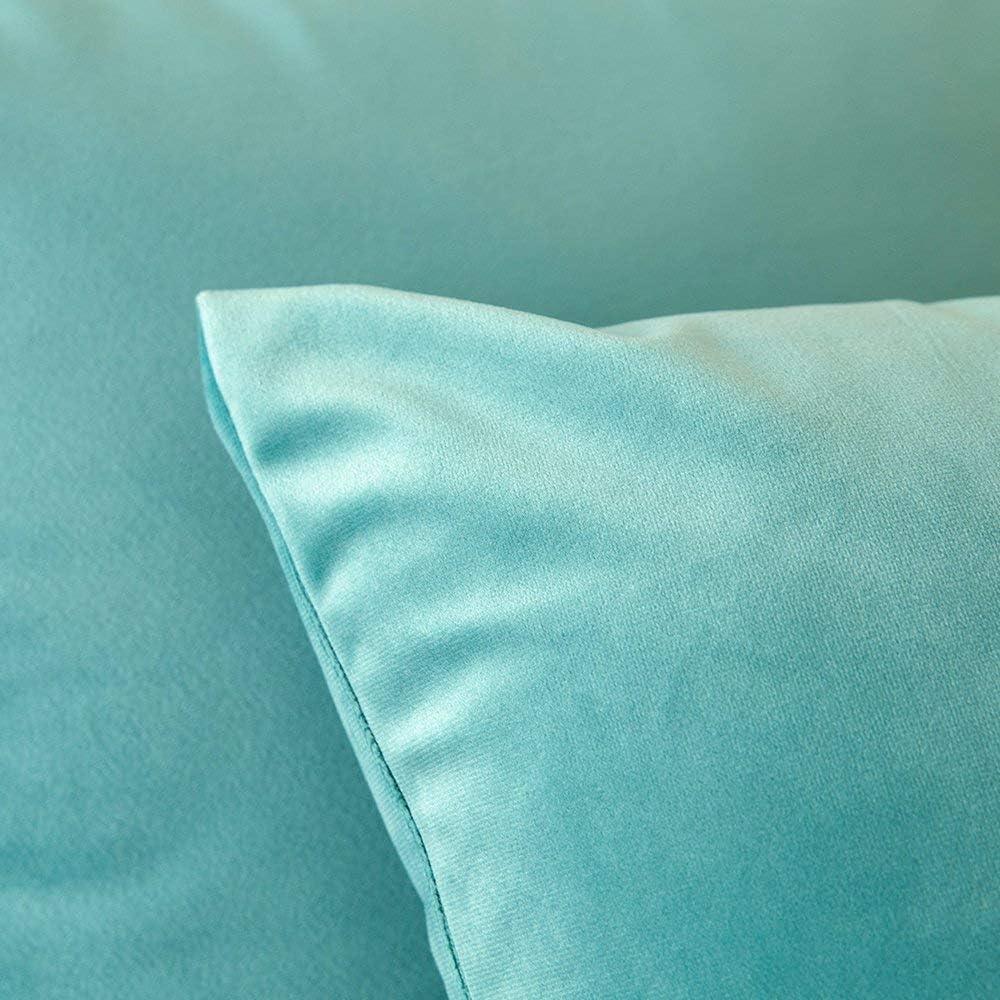 imageMIULEE Velvet Pillow Cover Soft Luxury Decorative Throw Pillow Cover Single Rectangle Cushion Case for Couch Sofa Bedroom Car Decor12x20 Inch Dark BlueAqua Green