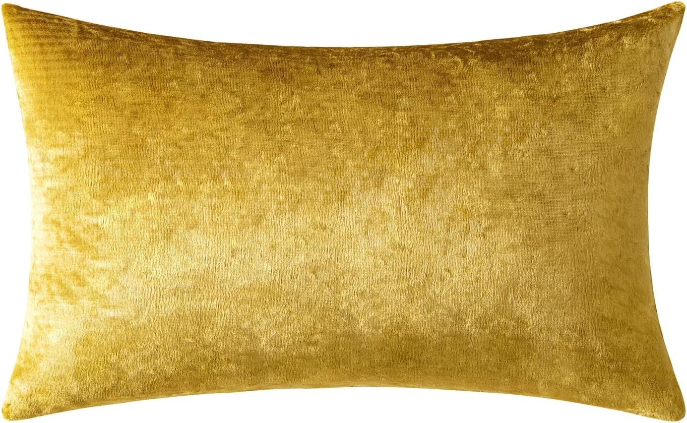 imageMIULEE Velvet Pillow Cover Soft Luxury Decorative Throw Pillow Cover Single Rectangle Cushion Case for Couch Sofa Bedroom Car Decor12x20 Inch Dark BlueGolden