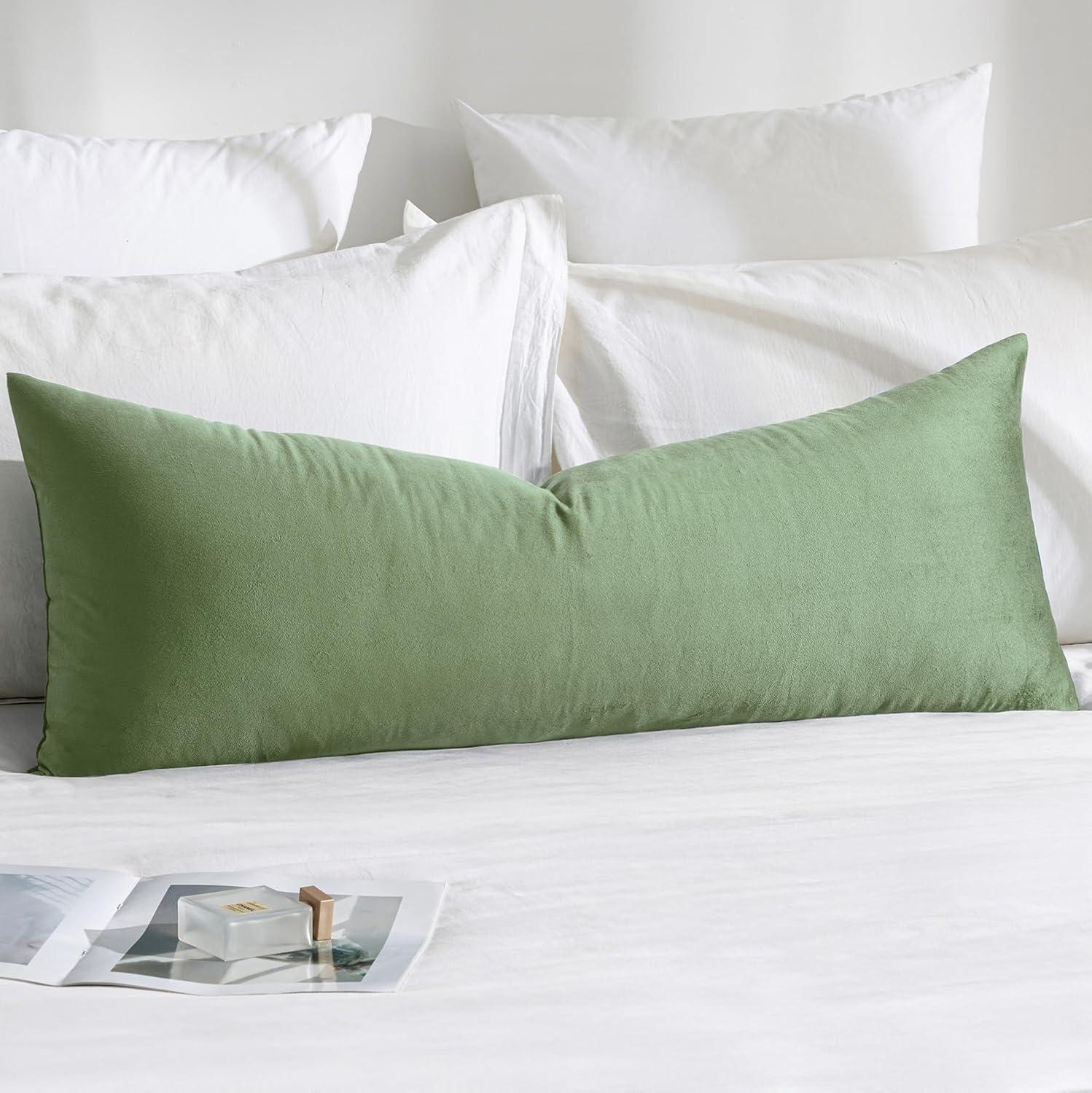 imageMIULEE Velvet Pillow Cover Soft Luxury Decorative Throw Pillow Cover Single Rectangle Cushion Case for Couch Sofa Bedroom Car Decor12x20 Inch Dark BlueSage Green