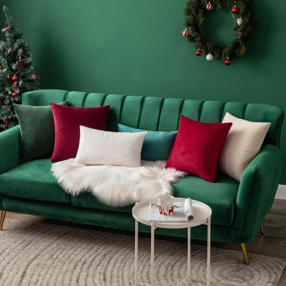 imageMIULEE Velvet Pillow Cover Soft Luxury Decorative Throw Pillow Cover Single Rectangle Cushion Case for Couch Sofa Bedroom Car Decor12x20 Inch Dark BlueRed