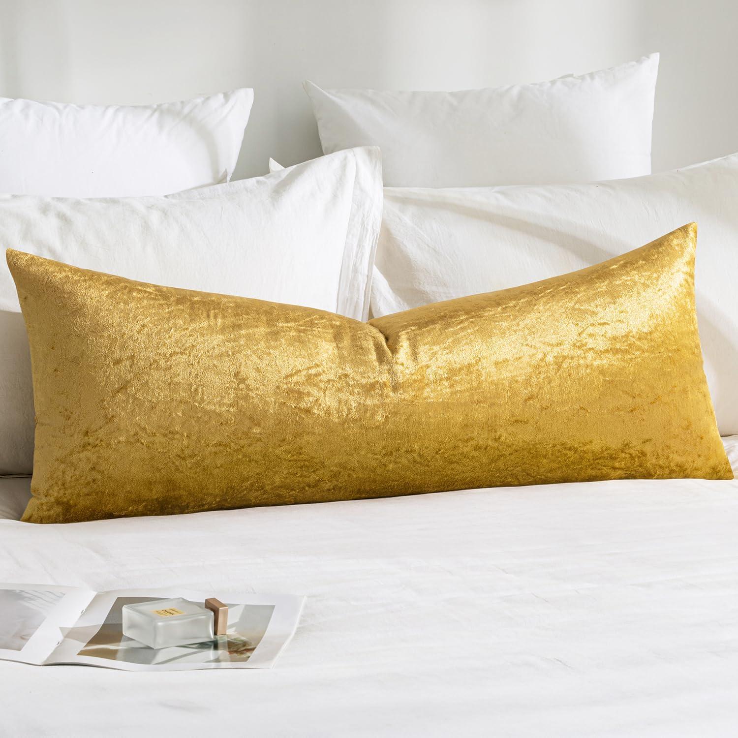 imageMIULEE Velvet Pillow Cover Soft Luxury Decorative Throw Pillow Cover Single Rectangle Cushion Case for Couch Sofa Bedroom Car Decor12x20 Inch Dark BlueGolden