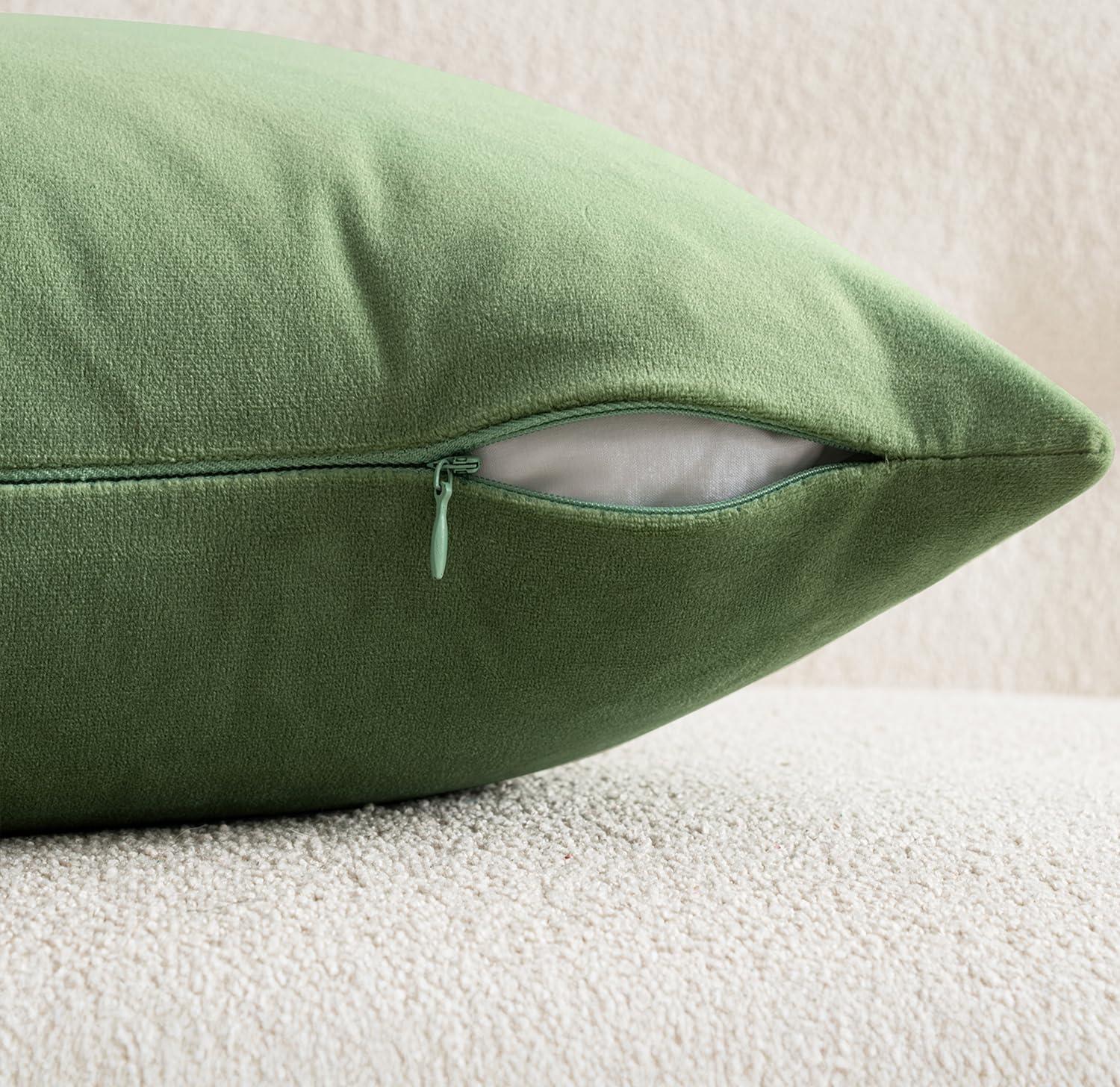 imageMIULEE Velvet Pillow Cover Soft Luxury Decorative Throw Pillow Cover Single Rectangle Cushion Case for Couch Sofa Bedroom Car Decor12x20 Inch Dark BlueSage Green
