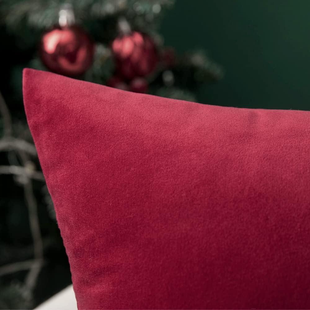 imageMIULEE Velvet Pillow Cover Soft Luxury Decorative Throw Pillow Cover Single Rectangle Cushion Case for Couch Sofa Bedroom Car Decor12x20 Inch Dark BlueRed