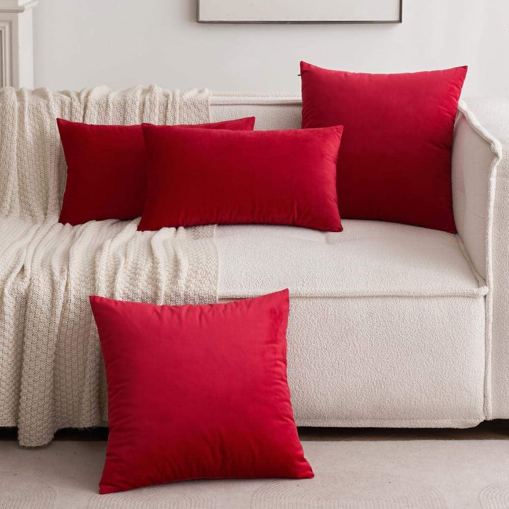 imageMIULEE Velvet Pillow Cover Soft Luxury Decorative Throw Pillow Cover Single Rectangle Cushion Case for Couch Sofa Bedroom Car Decor12x20 Inch Dark BlueRed
