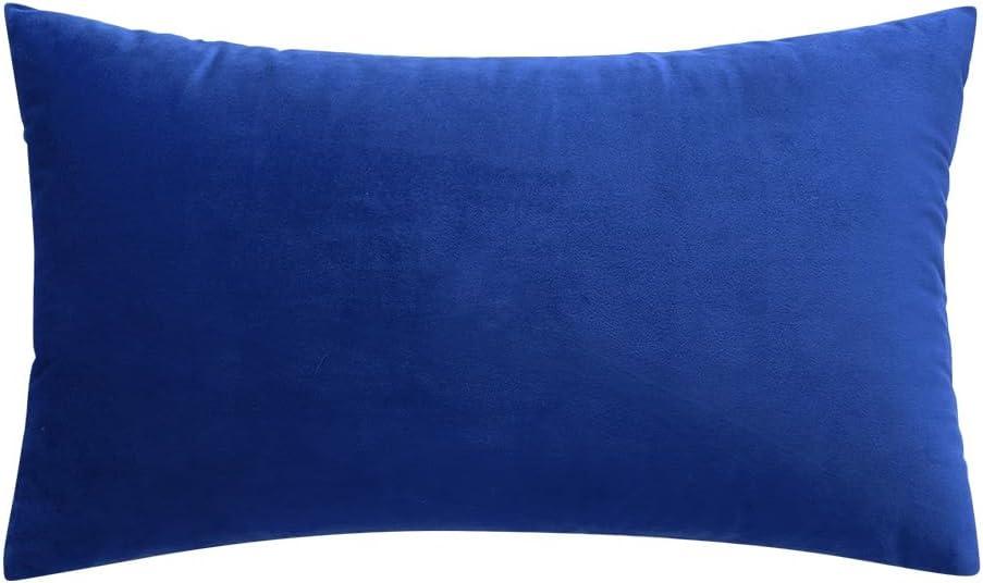 imageMIULEE Velvet Pillow Cover Soft Luxury Decorative Throw Pillow Cover Single Rectangle Cushion Case for Couch Sofa Bedroom Car Decor12x20 Inch Dark BlueRoyal Blue