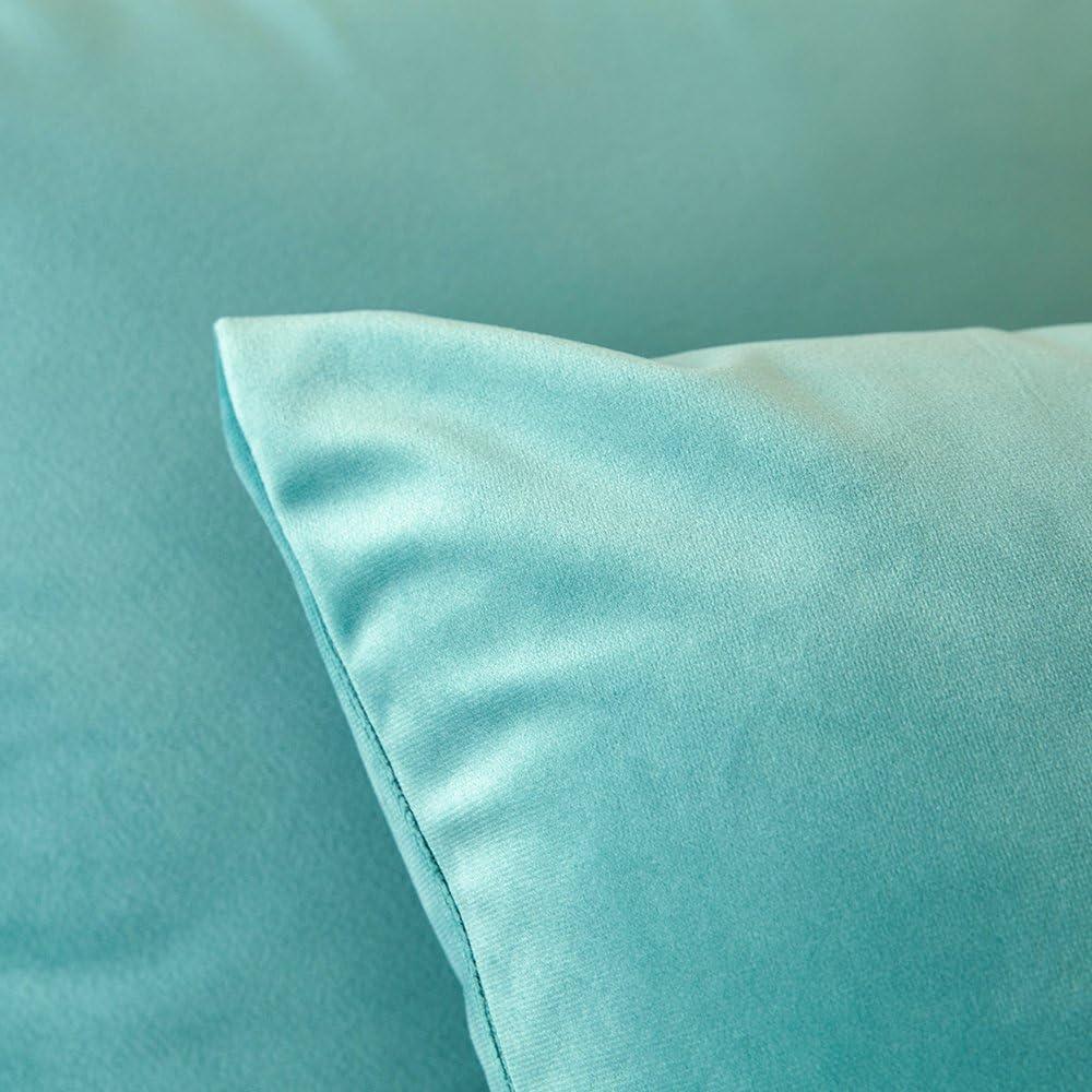 imageMIULEE Velvet Pillow Cover Soft Luxury Decorative Throw Pillow Cover Single Rectangle Cushion Case for Couch Sofa Bedroom Car Decor12x20 Inch Dark BlueAqua Green