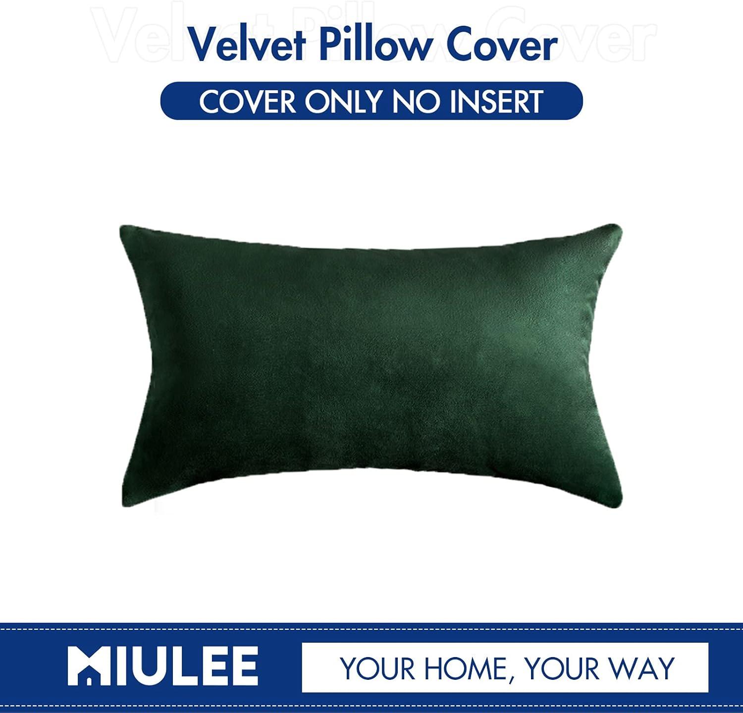 imageMIULEE Velvet Pillow Cover Soft Luxury Decorative Throw Pillow Cover Single Rectangle Cushion Case for Couch Sofa Bedroom Car Decor12x20 Inch Dark BlueArmy Green