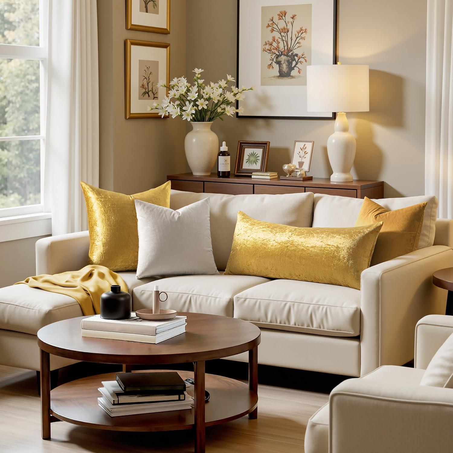 imageMIULEE Velvet Pillow Cover Soft Luxury Decorative Throw Pillow Cover Single Rectangle Cushion Case for Couch Sofa Bedroom Car Decor12x20 Inch Dark BlueGolden