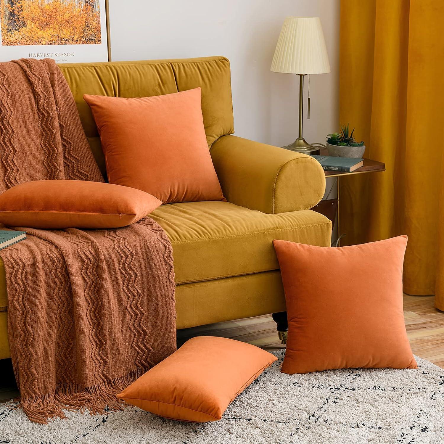 imageMIULEE Velvet Pillow Cover Soft Luxury Decorative Throw Pillow Cover Single Rectangle Cushion Case for Couch Sofa Bedroom Car Decor12x20 Inch Dark BlueOrange