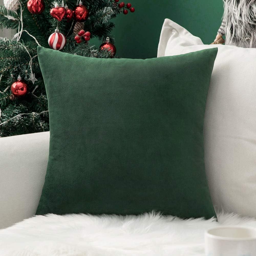 imageMIULEE Velvet Pillow Cover Soft Luxury Decorative Throw Pillow Cover Single Rectangle Cushion Case for Couch Sofa Bedroom Car Decor12x20 Inch Dark BlueArmy Green