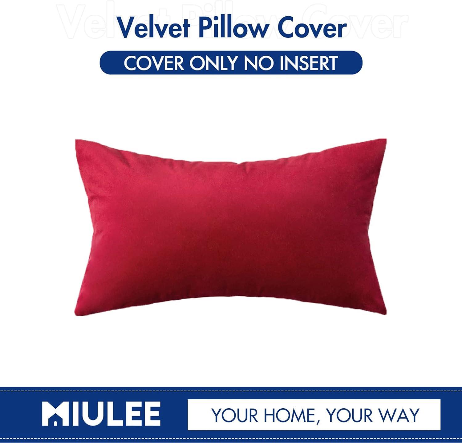 imageMIULEE Velvet Pillow Cover Soft Luxury Decorative Throw Pillow Cover Single Rectangle Cushion Case for Couch Sofa Bedroom Car Decor12x20 Inch Dark BlueRed