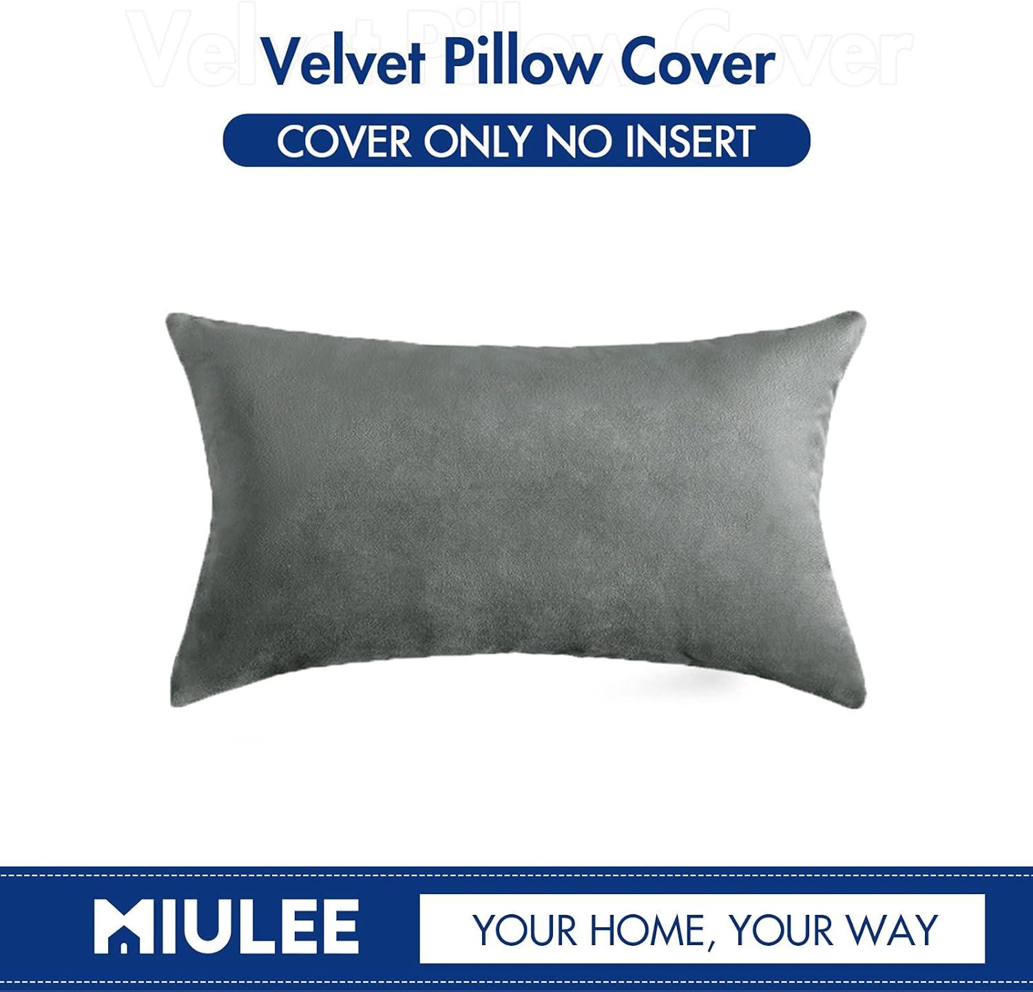 imageMIULEE Velvet Pillow Cover Soft Luxury Decorative Throw Pillow Cover Single Rectangle Cushion Case for Couch Sofa Bedroom Car Decor12x20 Inch Dark BlueGrey