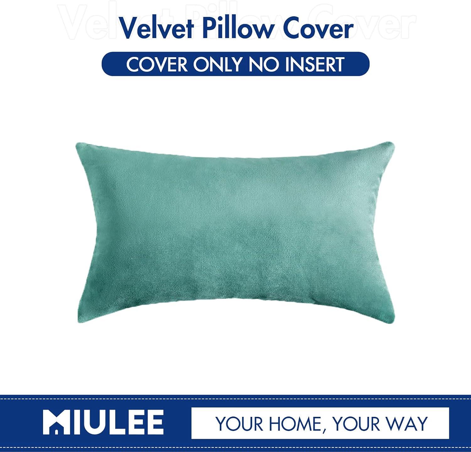 imageMIULEE Velvet Pillow Cover Soft Luxury Decorative Throw Pillow Cover Single Rectangle Cushion Case for Couch Sofa Bedroom Car Decor12x20 Inch Dark BlueAqua Green