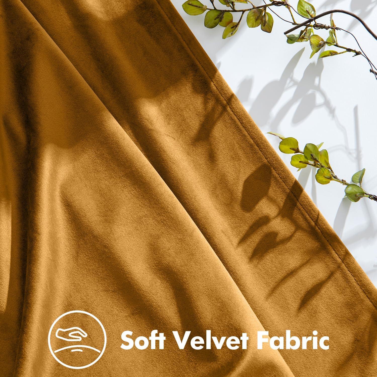 imageMIULEE Velvet Pinch Pleated Blackout Curtains 96 inches Long Gold Brown Pleat Design Thermal Insulated Luxury Window Drapes for Living Room Bedroom with Hooks Set of 2Gold Brown