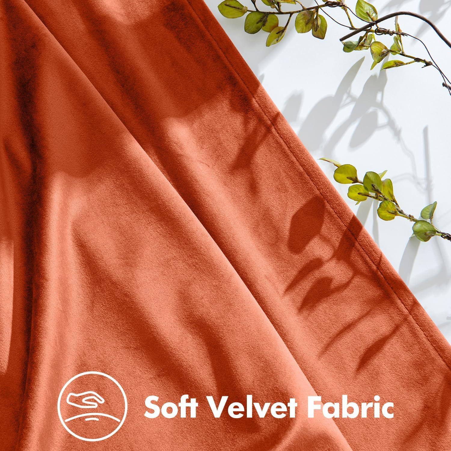 imageMIULEE Velvet Pinch Pleated Blackout Curtains 96 inches Long Gold Brown Pleat Design Thermal Insulated Luxury Window Drapes for Living Room Bedroom with Hooks Set of 2Terracotta