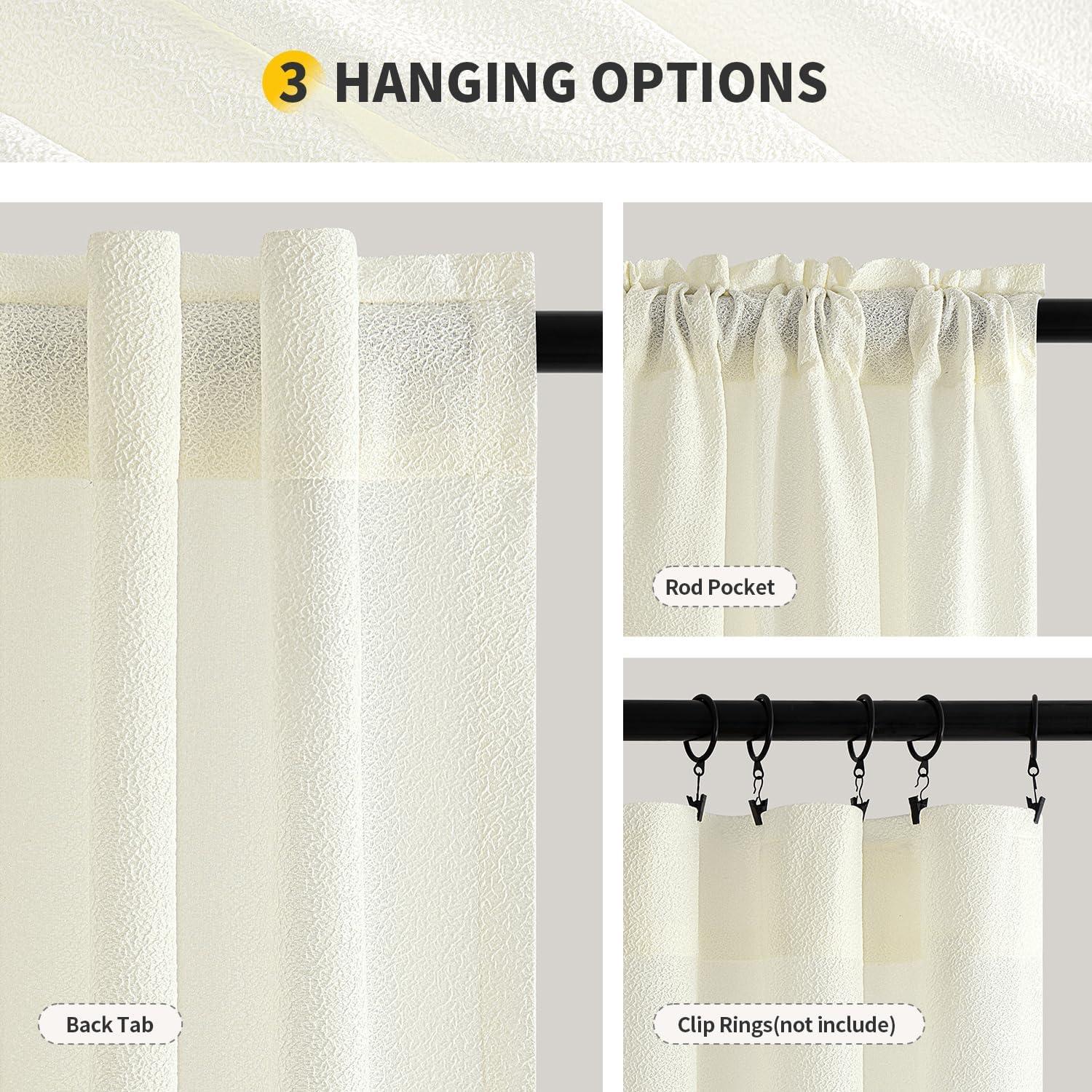 imageMIULEE White Thermal Insulated Curtains 84 Inches Long 2 Panels Set for Summer Heat Blocking Non See Through Privacy Thick Semi Sheer Light Filtering Back Tab Window Drapes for Bedroom Living RoomIvory