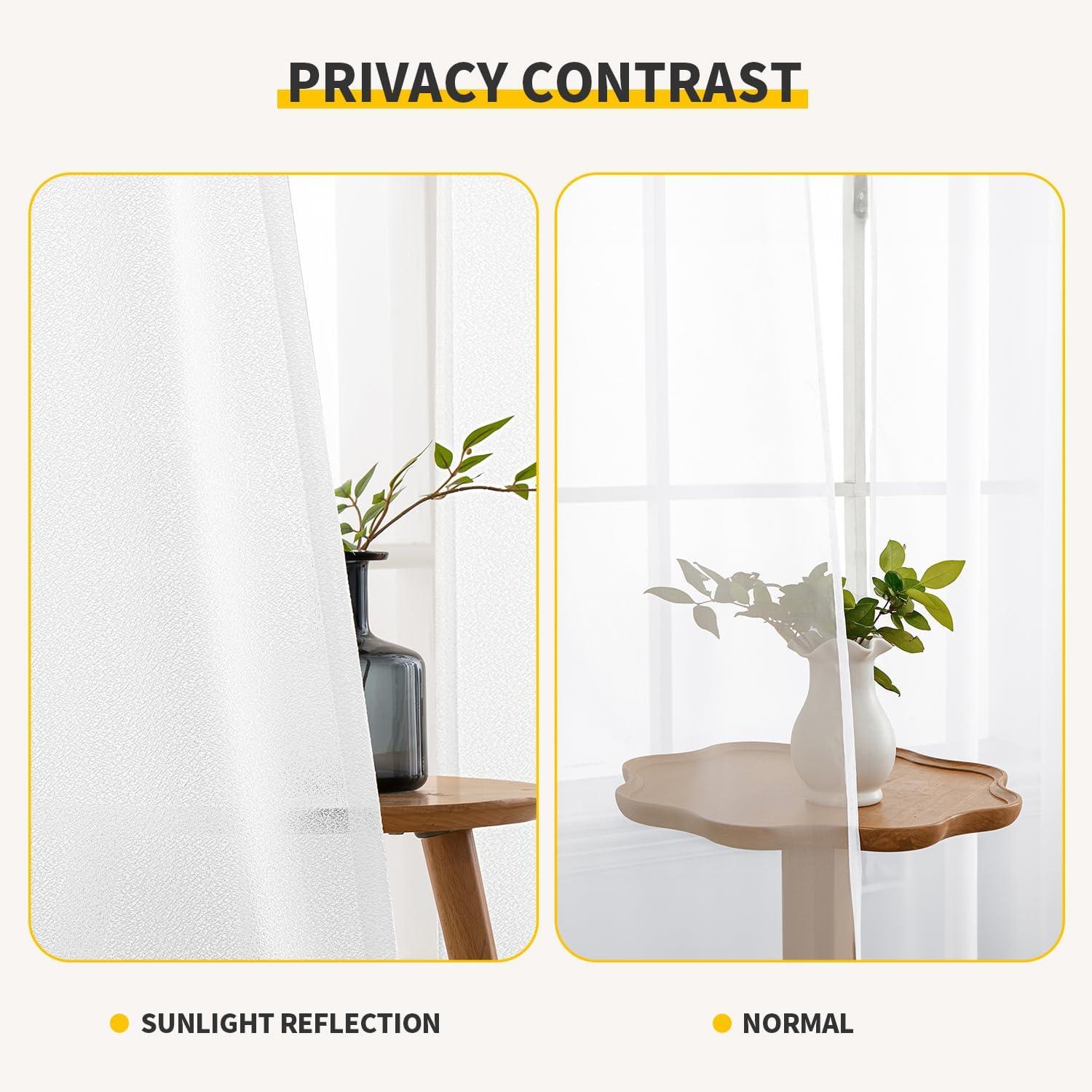 imageMIULEE White Thermal Insulated Curtains 84 Inches Long 2 Panels Set for Summer Heat Blocking Non See Through Privacy Thick Semi Sheer Light Filtering Back Tab Window Drapes for Bedroom Living RoomWhite