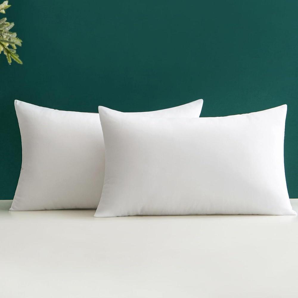imageMIULEE 12x20 Pillow Inserts Throw Pillow Inserts Set of 2 12 x 20 Inches Pillow Inserts Square White Decorative Throw Pillows for Couch Sofa Bed