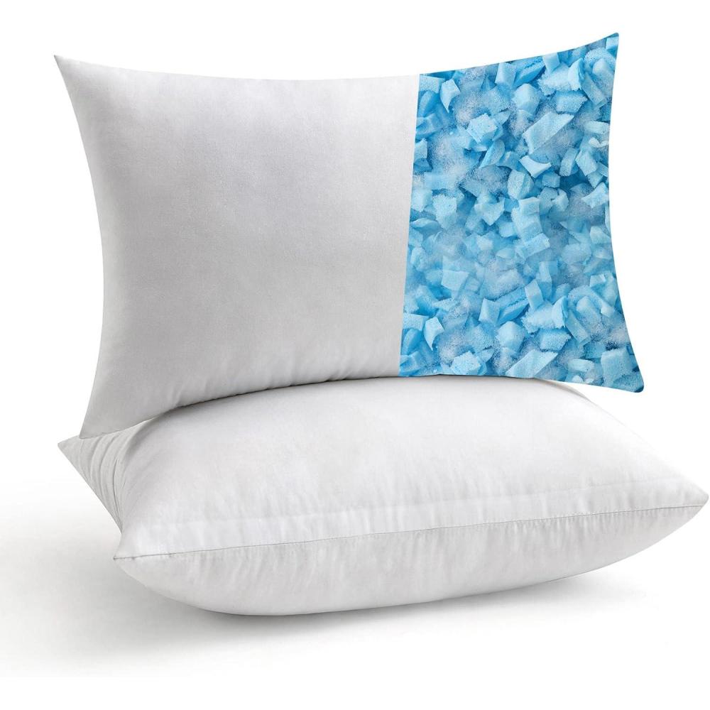 imageMIULEE 18x18 Pillow Inserts Set of 2Decorative Shredded Memory Foam Cooling Throw PillowsAdjustable Premium Square Wedding Pillow Stuffer Form for Couch Bed Cushion12x20 Inch