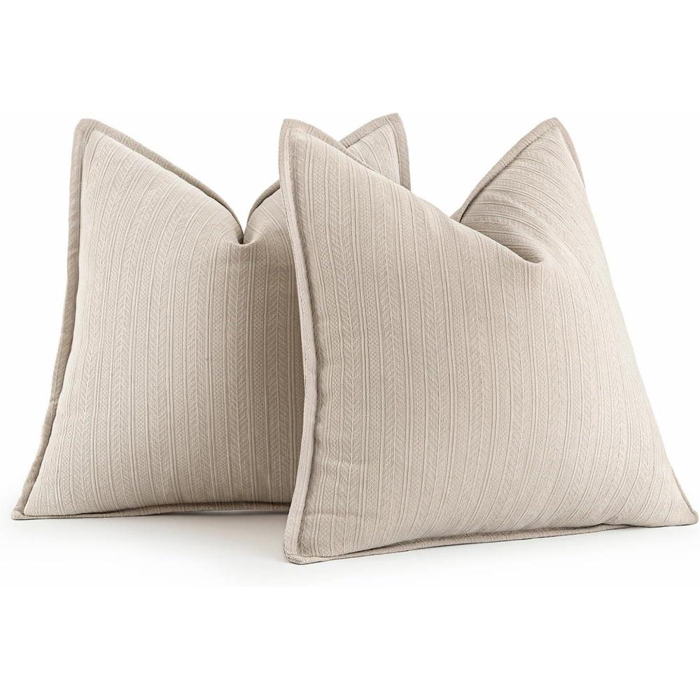 imageMIULEE 20x20 Inch Beige Decorative Couch Pillow Covers Set of 2 Chenille Throw Pillow Covers Farmhouse Cushion Cases with Elegant Design for Home Decor Sofa Bedroom Living RoomBeige