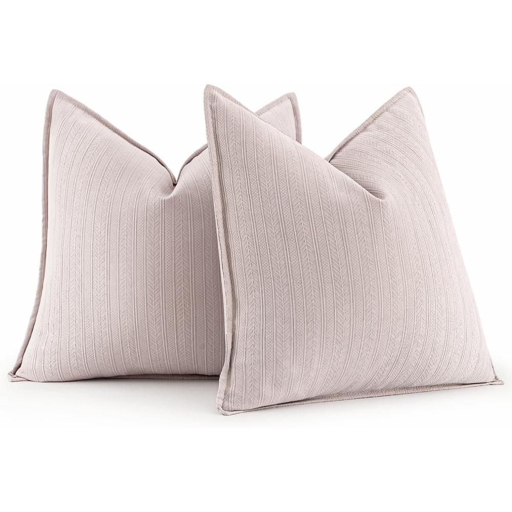 imageMIULEE 20x20 Inch Beige Decorative Couch Pillow Covers Set of 2 Chenille Throw Pillow Covers Farmhouse Cushion Cases with Elegant Design for Home Decor Sofa Bedroom Living RoomAesthetic Pink