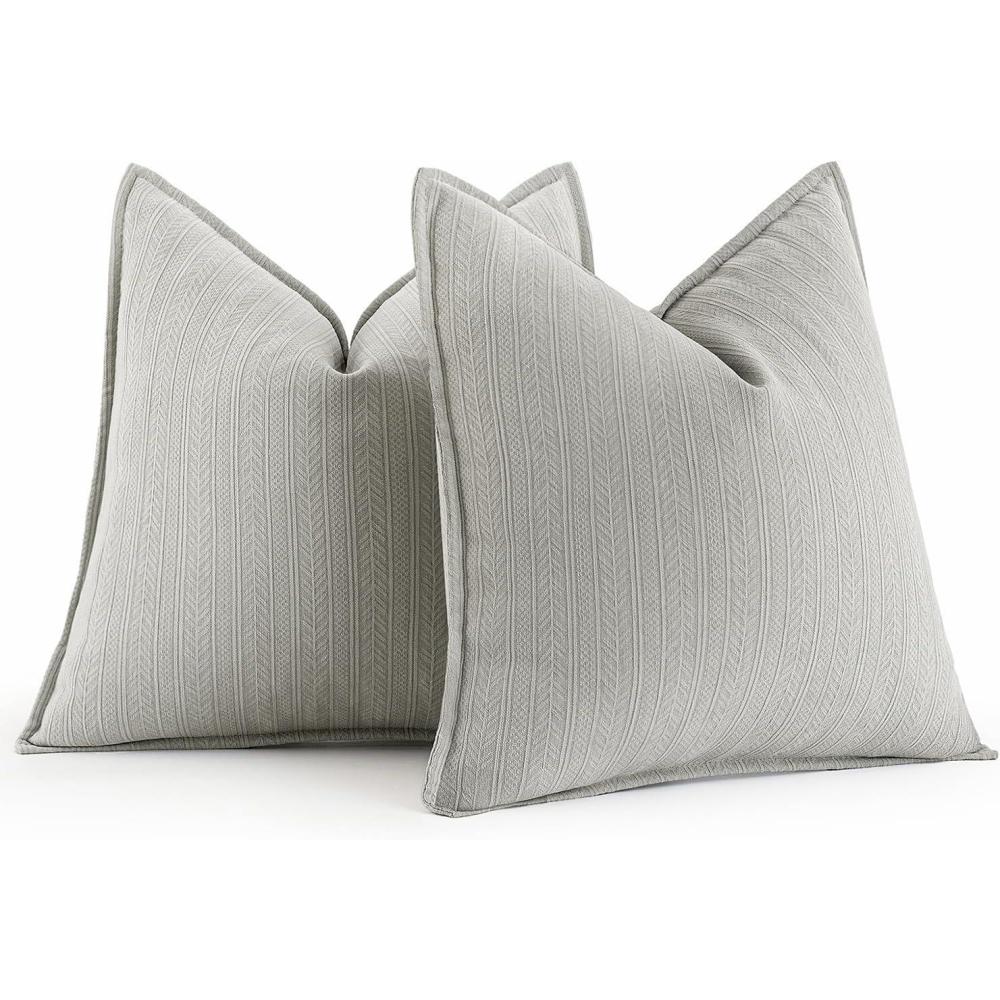 imageMIULEE 20x20 Inch Beige Decorative Couch Pillow Covers Set of 2 Chenille Throw Pillow Covers Farmhouse Cushion Cases with Elegant Design for Home Decor Sofa Bedroom Living RoomGrey