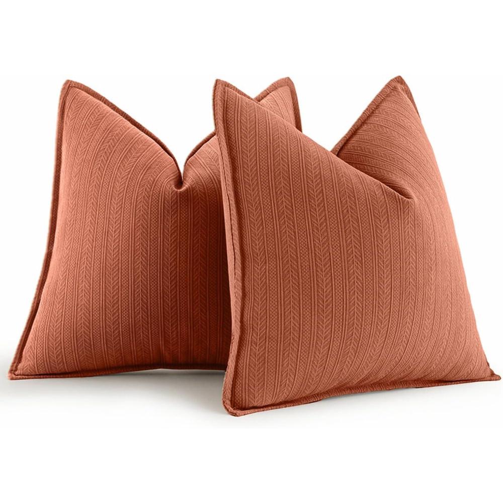 imageMIULEE 20x20 Inch Beige Decorative Couch Pillow Covers Set of 2 Chenille Throw Pillow Covers Farmhouse Cushion Cases with Elegant Design for Home Decor Sofa Bedroom Living RoomRust