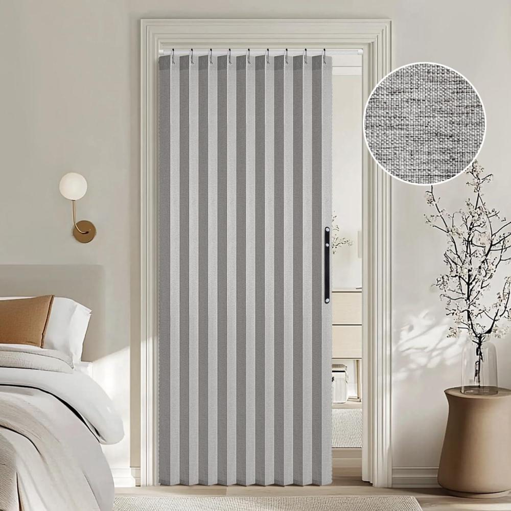 imageMIULEE Accordion Style Magnetic Folding Door Curtains for DoorwaysCloset Room Divider Pleated Drapes with Hooks for Interior Living RoomBedroomOpen Closet White W42 x L78 inches 1 PanelGrey