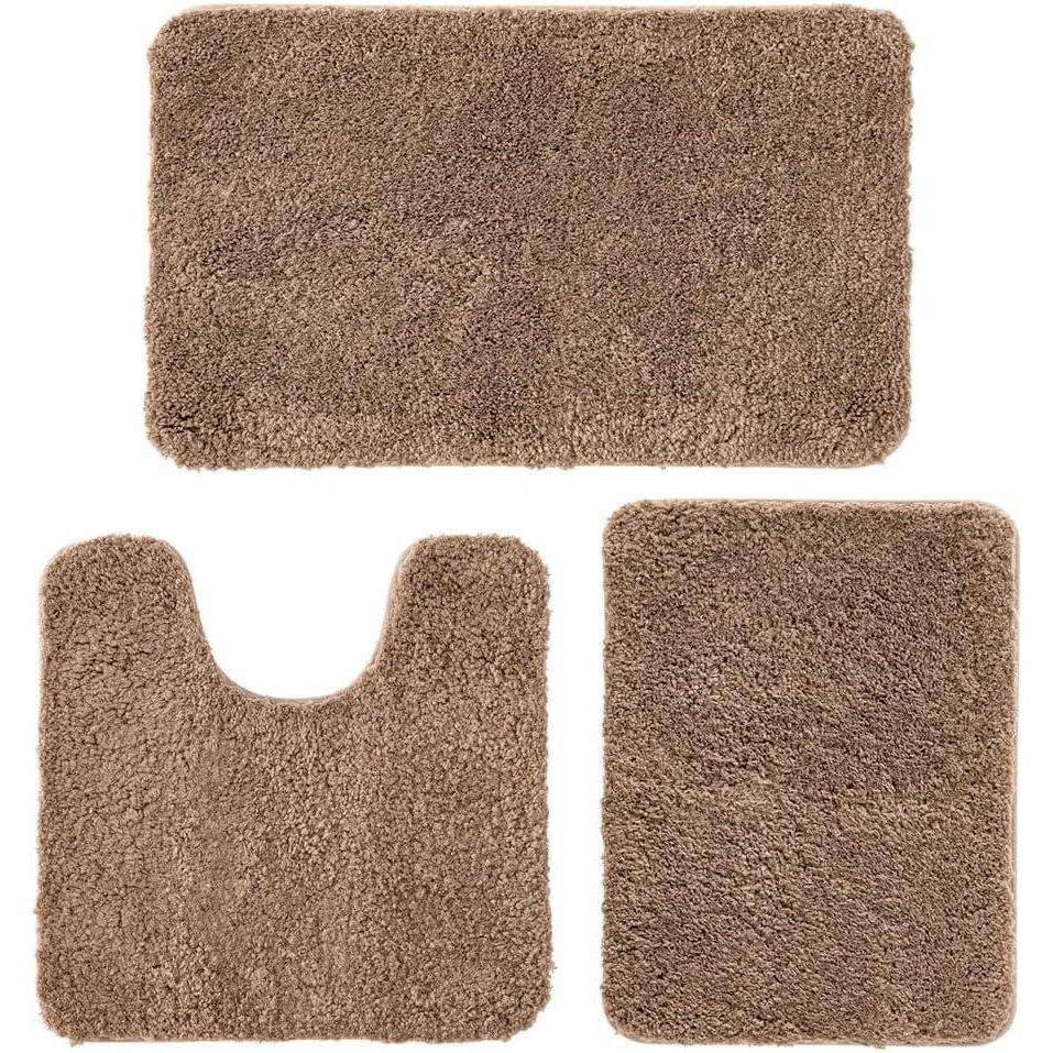 imageMIULEE Burnt Orange Bathroom Rugs Sets 3 Piece Including U Shaped Toilet Rug Soft Absorbent Bath Mats Set with Non Slip Rubber Backside Machine Washable 20quotx30quot16quotx24quotU 20quotx24quotLight Brown
