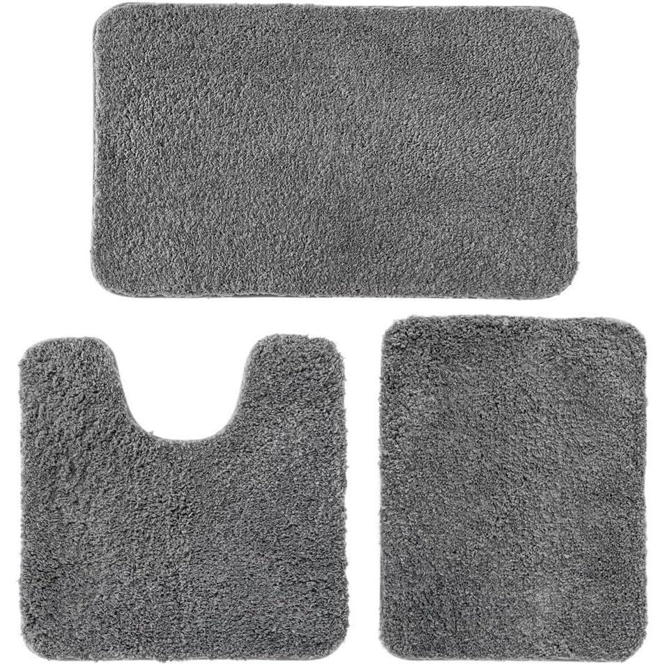 imageMIULEE Burnt Orange Bathroom Rugs Sets 3 Piece Including U Shaped Toilet Rug Soft Absorbent Bath Mats Set with Non Slip Rubber Backside Machine Washable 20quotx30quot16quotx24quotU 20quotx24quotGrey