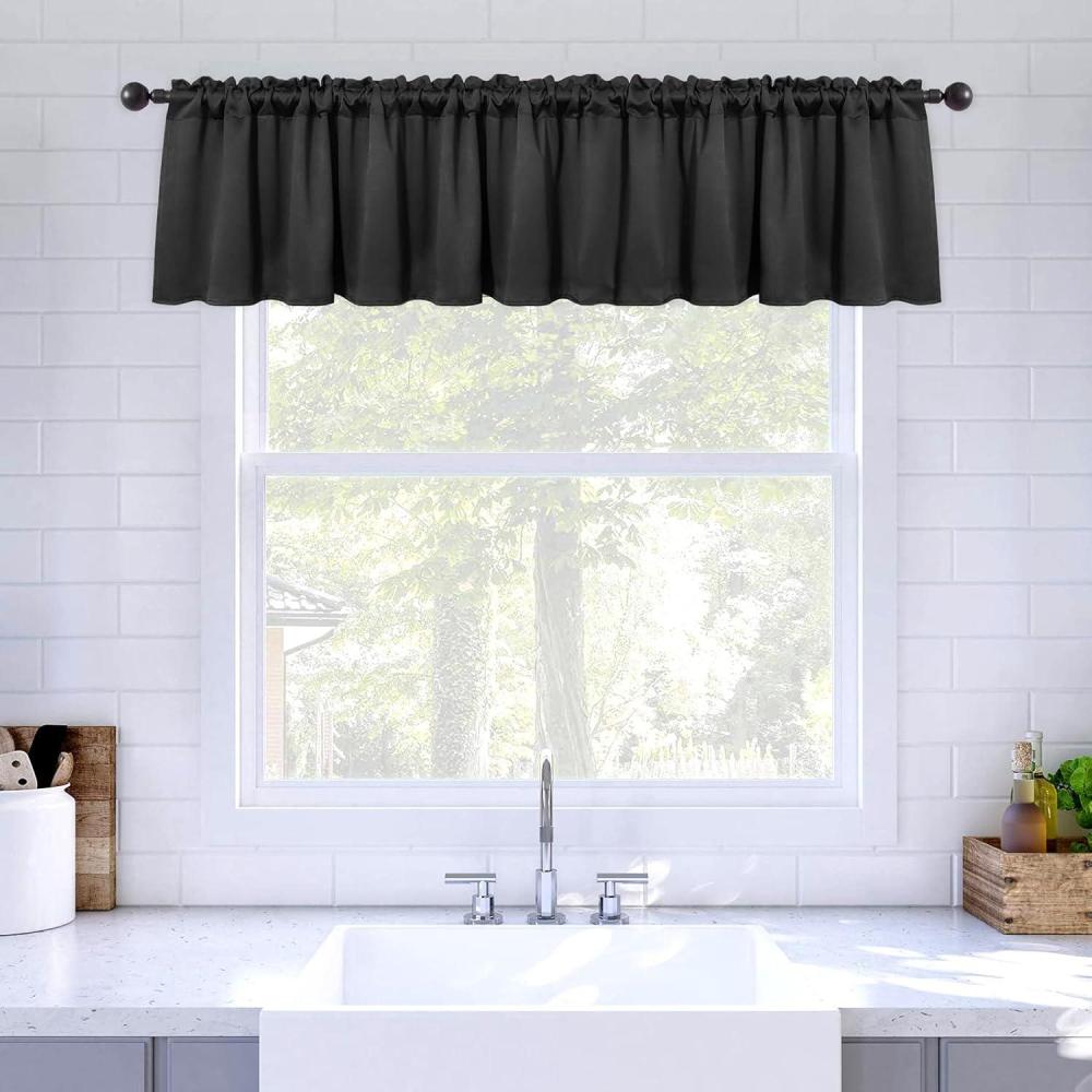 imageMIULEE Christmas Blackout Window Valance for Bedroom Kitchen Bathroom Living Room Darkening Rod Pocket Curtain Valance Thermal Insulated Window Treatment 1 Panel 52 x 18 Inches Hunter GreenBlack