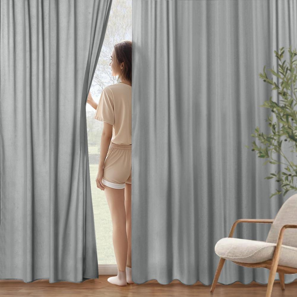 imageMIULEE Hunter Green Privacy Sheer Curtains That Let Light in 84 Inches Long NonSeeThrough Semi Sheer Curtain Light Filtering Window Curtains Christmas Drapes for Living Room Bedroom 2 Panels SetGrey