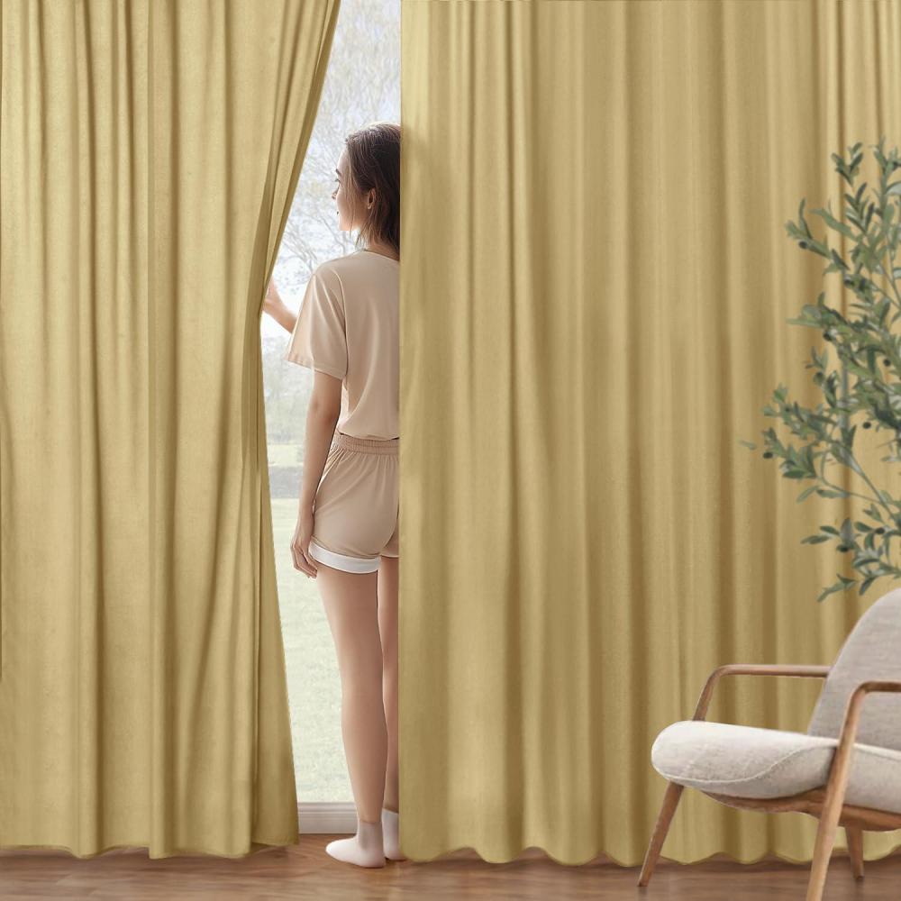 imageMIULEE Hunter Green Privacy Sheer Curtains That Let Light in 84 Inches Long NonSeeThrough Semi Sheer Curtain Light Filtering Window Curtains Christmas Drapes for Living Room Bedroom 2 Panels SetGold