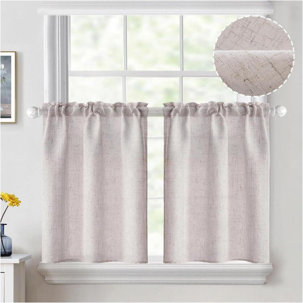 imageMIULEE Natural White Linen Curtains 84 Inch Length 2 Panels Set for Living Room Bedroom Semi Sheer Light Filtering Farmhouse Rod Pocket Long Soft Thick Linen Textured Window Drapes W42XL84Bleached Linen