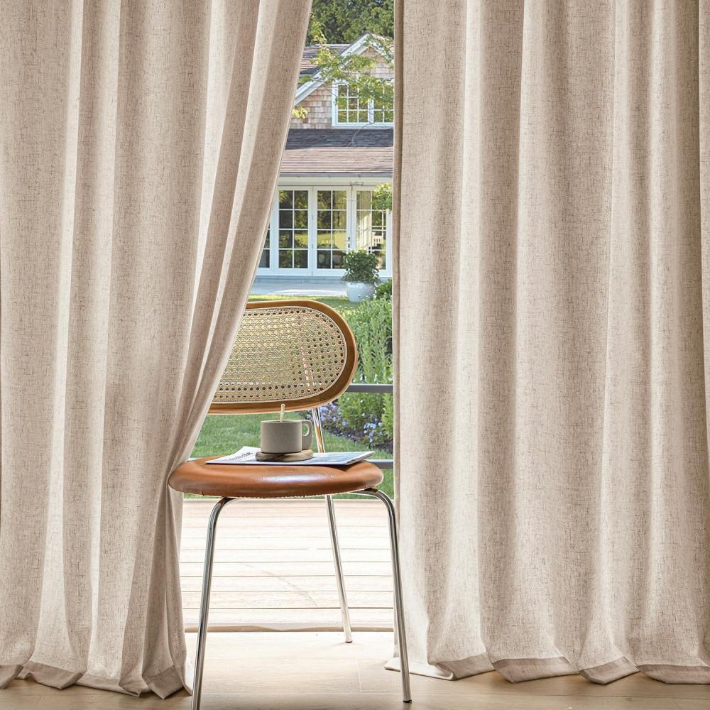imageMIULEE NonSeeThrough Privacy Linen Curtains 2 Panels Christmas Emerald Green Light Filtering Window Curtains Textured Back Tab Semi Sheer Drapes for Bedroom Living Room 52 x 90 Inches LongBeige