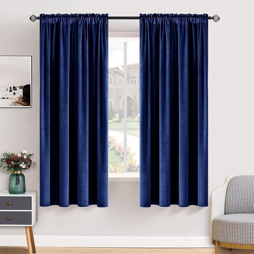 imageMIULEE Olive Green Velvet Curtains Thermal Insulated Blackout Curtain Drapes for Bedroom Living Room Darkening 84 Inches Long Curtains Panels Rod Pocket Set of 2Royal Blue